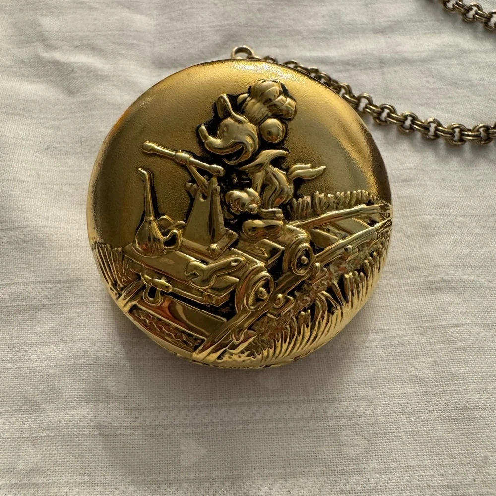 Disney Friends for 70 Years Watch and Tin timepiece gold tone on 7” chain 1998